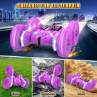 Remote Control Car,RC Cars with Sides Light Strip and Headlights,Double Sided 360 Flips Rotating RC Stunt Car,2.4Ghz All Terrain Toys for Ages 4-6 Kids Toy for Boy Girl Birthday Gift(Purple)