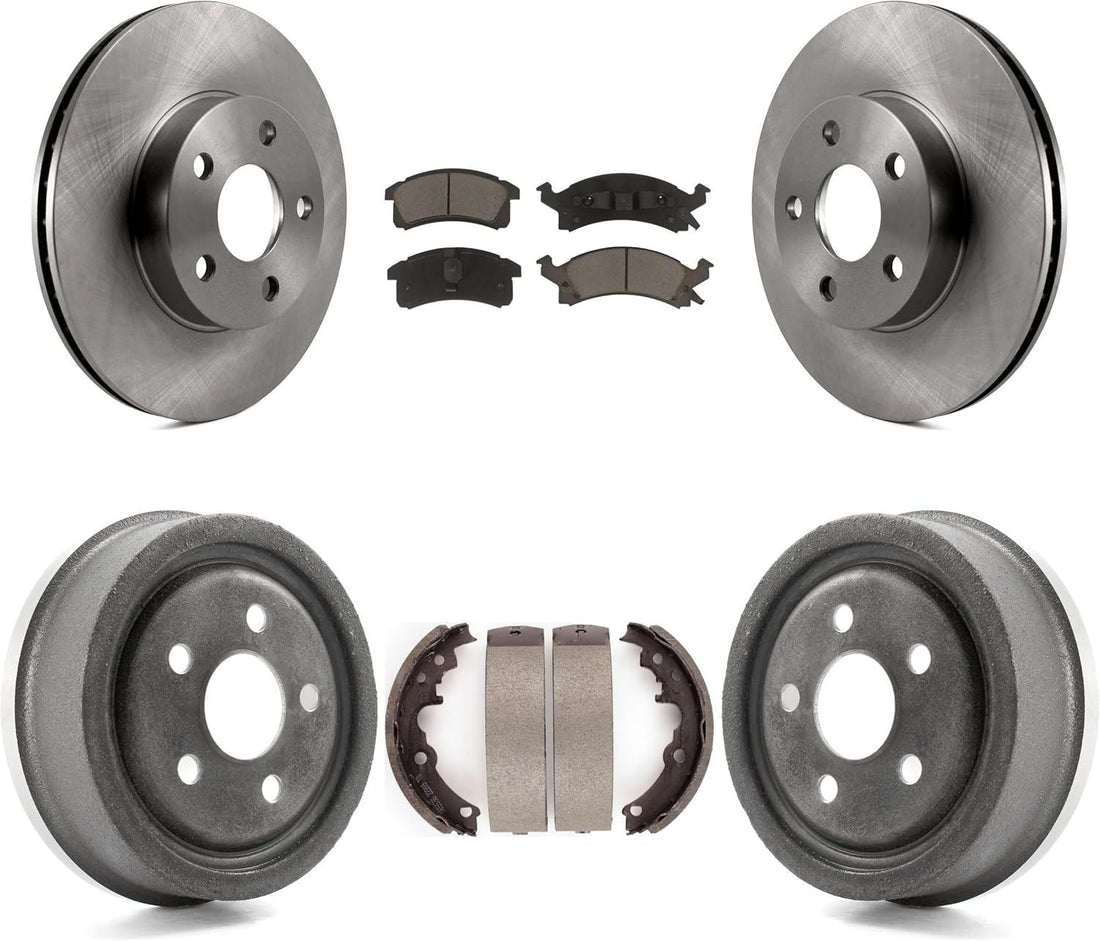 CMX Front Rear Disc Brake Rotors Ceramic Pads And Drum Kit Replacement For Pontiac Sunfire Chevrolet Grand Am Cavalier Sunbird Oldsmobile Achieva Buick Skylark Corsica Beretta Cutlass Calais