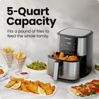 Chefman TurboFry Touch Air Fryer, 5Qt (4.75L) Family Size, One Touch Digital Control Presets, French Fries, Chicken, Meat, Fish, Nonstick Dishwasher-Safe Parts, Automatic Shutoff, Stainless Steel