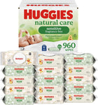 Huggies Natural Care Sensitive Baby Wipes, Unscented, Hypoallergenic, 99% Purified Water, 15 Flip-Top Packs (960 Wipes Total) | 99% Purified Water, Plant-Based, Hypoallergenic, Fragrance-Free, Dermatologist Tested, Winnie-The-Pooh Designs
