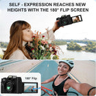 Yatao Digital Cameras for Photography and Vlogging, 6K 64MP Flip Screen, Dual Lens, Microphone for Video, 64GB TF Card, Compact Photo WiFi Camera for YouTube Kit Travel, Beginners (Black)