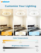 VOLISUN Low Profile Ceiling Fan with Lights and Remote, 20in Bladeless Ceiling Fan Light, 3000K-6500K Dimmable Modern Ceilings Fans Flush Mount, White Fandelier Ceilings Fans with Lights for Bedroom
