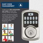 Weiser Aura Satin Nickel Bluetooth Door Lock, Remote Sharing Compatible with Alexa and Google Assistant, Auto Lock, Create, Disable and Delete Codes Via App, Scheduled and Maintain up to 250 Codes