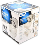 Camco 5.3-Gallon Portable Travel Toilet - Features Detachable Holding Tank w/Sealing Slide Valve & Bellow-Type Flush - Easy Transport w/Compact Lightweight Design & Carry Handle - Gray (41541)