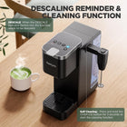 Tastyle Single Serve Coffee Maker with Built-in Detachable Milk Frother, Iced and Hot Coffee Machine for K Cup & Grounds, 40oz Removable Water Reservoir, 6 Cup Sizes, Fits 7.3\ Travel Mug, Black