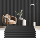 RITOLLO Wood Slat Wall Panel | 4 Pcs Acoustic Wall Panels 47.2 x 23.6 Wall Panels 3D Sound Dampening Panels Wall Decoration - Matte Black