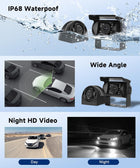 Reverse Camera 9-Inch HD IPS Screen with 4-Camera Car Reverse System, IP68 Waterproof, Infrared Night Vision, and Easy DIY Installation for RV/Tractor/Truck/Excavator/Caravan/Skid Steer/Heavy