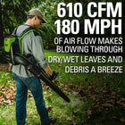 Greenworks PRO 80V 145 MPH - 580 CFM Cordless Backpack Blower, 2.5 AH Battery Included BPB80L2510