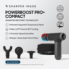 Sharper Image Powerboost Pro+ Hot & Cold Compact Percussion Massager, Dual-Temperature Node, Soothing Heat & Cold Therapy, 6 Speed, 4 Attachments, Lightweight Portable Athlete Recovery, Travel Case