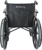 BIOS Living 22\ / 55.8 cm Phoenix Wheelchair, Foldable, Durable Steel Frame, Swing Away/Removable Footrests, Flip-Up PVC Armrests, Adjustable Seat Height, 300lbs / 136kg Capacity