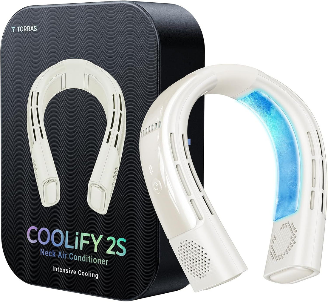 TORRAS COOLIFY 2S Neck Air Conditioner, Portable Personal Cooler & Strong Wind Warmer, 3 Speeds, Neck Fan with App Control, Rechargeable, Color