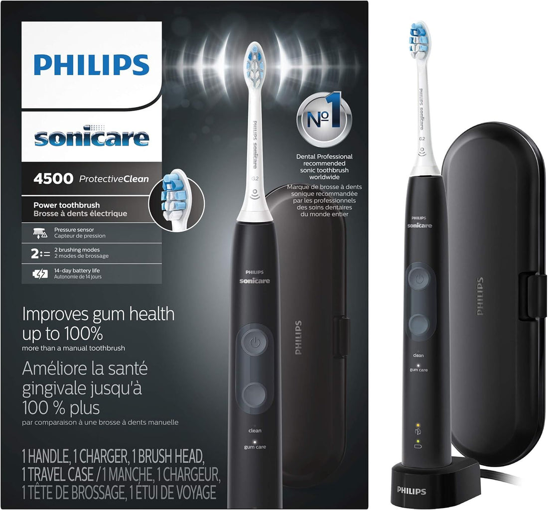 Philips Sonicare ProtectiveClean 4500 Rechargeable Electric Toothbrush, Black, HX6820/60