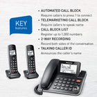 Panasonic DECT 6.0 2-in-1 Corded/Cordless Phone with Answering Machine, Advanced Call Block (1,000 numbers), and Talking Caller ID - 2 Cordless Handset - KX-TGF872CB (Black)