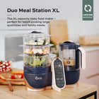 Babymoov Duo Meal Station XL 6-in-1 Baby Food Maker, Large Capacity Steamer Blender Processor, Bottle Warmer, Defroster, Sterilizer for Homemade Baby Food, Navy