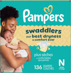 Pampers Swaddlers Diapers, Size 0 (up to 10 lbs), 136 Count, Absorbent, Keeps Baby Dry and Comfortable, Skin Safe Disposable Baby Diaper
