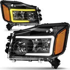 OEDRO Headlight Assembly Compatible with 2004-2015 Titan / 2005-2007 Armada Front Light w/LED DRL+Turn Signal Black Housing