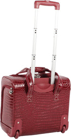 Kathy Van Zeeland Croco PVC Designer Underseat Luggage - 15 Inch Carry On Suitcase for Women- Lightweight Under Seat Bag with 2-Rolling Spinner Wheels (Burgundy)