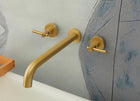 Wall Mount Tub Filler,Two Handle Bathtub Wall Faucet,Extra Long Spout Reach with High Water Flow,Brass Rough in Valve Included,Gold Brushed