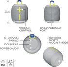 Ultimate Ears WONDERBOOM 4 Portable Waterproof Bluetooth Speaker with Big Bass and 360-Degree Sound, Dustproof Floating Speaker with 131ft (40m) Range - Gray