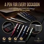 Scriveiner Black Lacquer Rollerball Pen - Stunning Luxury Pen, Real Gold Plating, Schmidt Ink Refill, Best Roller Ball Pen Gift Set for Men & Women, Professional, Executive Office, Nice Pens