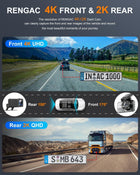 Dash Cam Front and Rear 4K+2K, Dash Camera for Cars, Car Camera, Dual Dashcams for Cars with Night Vision, Built-in WiFi 64GB Card, 24 Hours Parking Monitor, Loop Recording