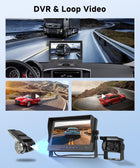 Reverse Camera 9-Inch HD IPS Screen with 4-Camera Car Reverse System, IP68 Waterproof, Infrared Night Vision, and Easy DIY Installation for RV/Tractor/Truck/Excavator/Caravan/Skid Steer/Heavy