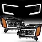 OEDRO Headlight Assembly Compatible with 2004-2015 Titan / 2005-2007 Armada Front Light w/LED DRL+Turn Signal Black Housing