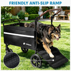 Foldable Dog Wagon with Ramp, Medium & Large Dogs, Black | 200 lb capacity, All-terrain wheels, One-step brake, Adjustable handle, Side pockets
