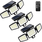 Solar Outdoor Lights 2500LM 210 LED Security Lights with Remote Control,3 Heads Motion Sensor Lights, IP65 Waterproof,270° Wide Angle Flood Wall Lights with 3 Modes(3 Packs)