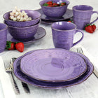 Elama Rustic Birch 16 Piece Stoneware Dinnerware Set in Purple, (EL-RUSTICBIRCH)