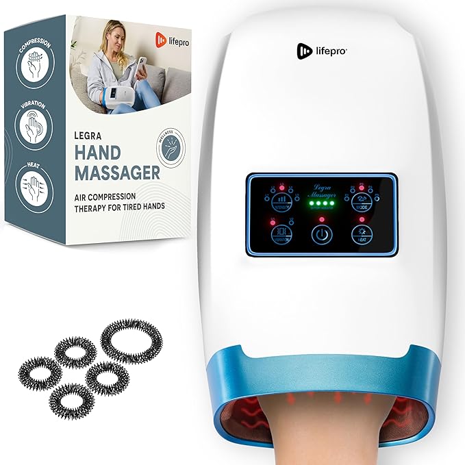 LifePro Hand Massager for Hand, Wrist & Finger Massager with Heat & Compression