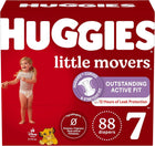 Huggies Size 7 Diapers, Little Movers Baby Diapers, Size 7 (41+ lbs), 88 Count, Packaging May Vary | Flexible Fit, No Elemental Chlorine, White, For Infants & Toddlers, Packaging May Vary