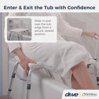 Drive Medical Splash Defense Tub Transfer Bench For Bathtub with Curtain Guard Protection, White
