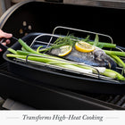 Merten & Storck Pre-Seasoned Carbon Steel Induction 15 x 11.5 Roasting Pan with Stainless Steel Roaster Rack, Oven Safe, Black