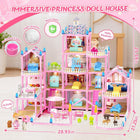 Doll House for Girls, Dream Dollhouse 4-Story 15 Rooms with 2 Dolls, Lights, Animals, Furniture and Accessories, Pretend-Play Toddler Playhouse Gift for 3 4 5 6 7 8 9 10+ Year Old Girls Toys