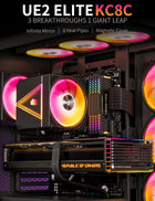 upHere CPU Cooler Air,Dual Tower Cooler with 120mm ARGB PWM Fan,8 Heat Pipes for Intel LGA 1851/1700/2011/2066/115X,AM5/AM4/AM3,Black,UE2 Elite KC8C