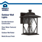 Project Source Larkdale 1 -Light 14.17-in H Matte Bronze Hardwired Outdoor Wall Light