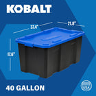 Kobalt X-large 40 -Gallons ( 160 -Quarts ) Black Heavy Duty Stackable Tote with Latching Lid