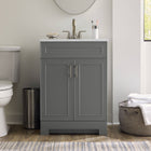 Style Selections Esterbrook 24-in Dark Gray Single Sink Bathroom Vanity with White Cultured Marble Top (Fully Assembled)