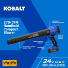 Kobalt 24-volt 270-CFM 130-MPH Battery Handheld Leaf Blower 3 Ah Battery Included Charger Included