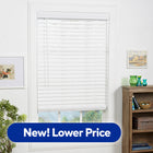 allen + roth Trim at Home 2-in Slat Width 46-in x 64-in Cordless White Faux Wood Room Darkening Horizontal Blinds
