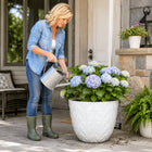 allen + roth Cone 16.61-in W x 16.61-in L x 14.37-in H White Resin Indoor/Outdoor Planter