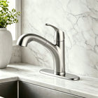 Project Source EVERFIELD Stainless Steel Single Handle Deck-mount Pull-out Kitchen Faucet with Sprayer (Includes Deck Plate)
