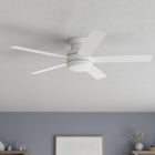 Harbor Breeze Calverton 52-in White with White/Driftwood Blades LED Flush Mount Ceiling Fan With Light and Remote Control Included 5 -Blade