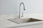 Project Source Ellesburg Stainless Steel Single Handle Deck-mount Pull-down Kitchen Faucet with Sprayer (Includes Deck Plate)