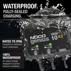NOCO Genius GENPRO10X2: 2-Bank, 20A Onboard Battery Charger - 10A Per Bank, 12V Waterproof Marine Charger with Overcharge Protection & Temperature Compensation – for Lead-Acid & Lithium Batteries | Charges 2 Batteries at Once, IP68 Waterproof, Overcharge 