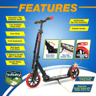 SereneLife Foldable Kick Scooter - Stand Kick Scooter for Teens and Adults with Rubber Grip at Tip, Alloy Deck, Adjustable T-Bar Handlebar Height, Smooth Gliding Wheels, Easy Maneuvering