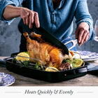 Merten & Storck Pre-Seasoned Carbon Steel Induction 15 x 11.5 Roasting Pan with Stainless Steel Roaster Rack, Oven Safe, Black