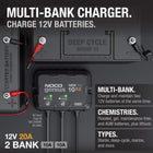NOCO Genius GENPRO10X2: 2-Bank, 20A Onboard Battery Charger - 10A Per Bank, 12V Waterproof Marine Charger with Overcharge Protection & Temperature Compensation – for Lead-Acid & Lithium Batteries | Charges 2 Batteries at Once, IP68 Waterproof, Overcharge 