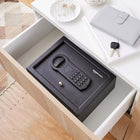 Amazon Basics Small Slim Desk Drawer Security Safe with Programmable Electronic Keypad, 0.1 Cubic Feet, Small Safe, Black, 11.8\'\'W x 8.6\'\'D x 4.4\'\'H